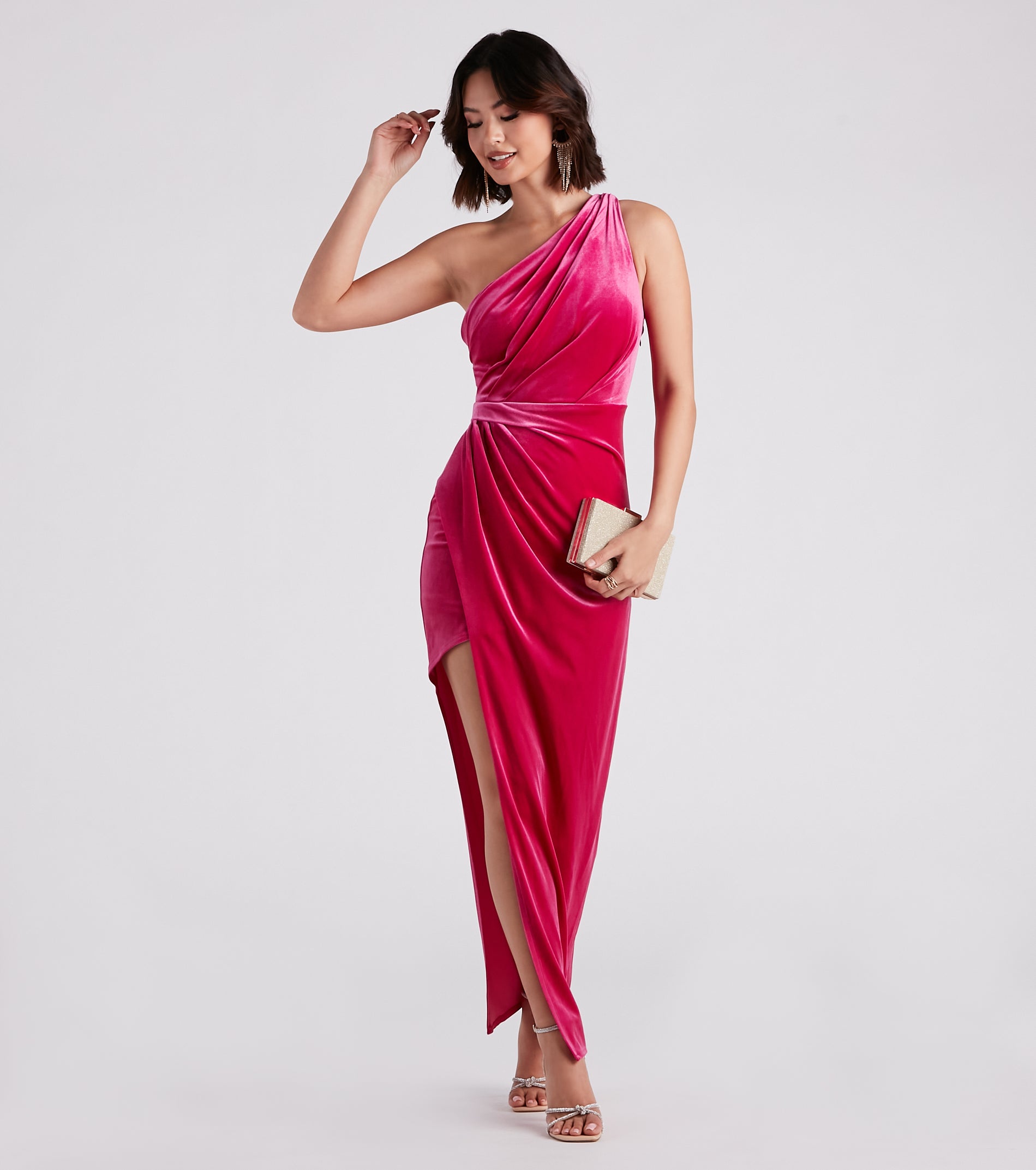 Formal Velvet One-Shoulder Dress